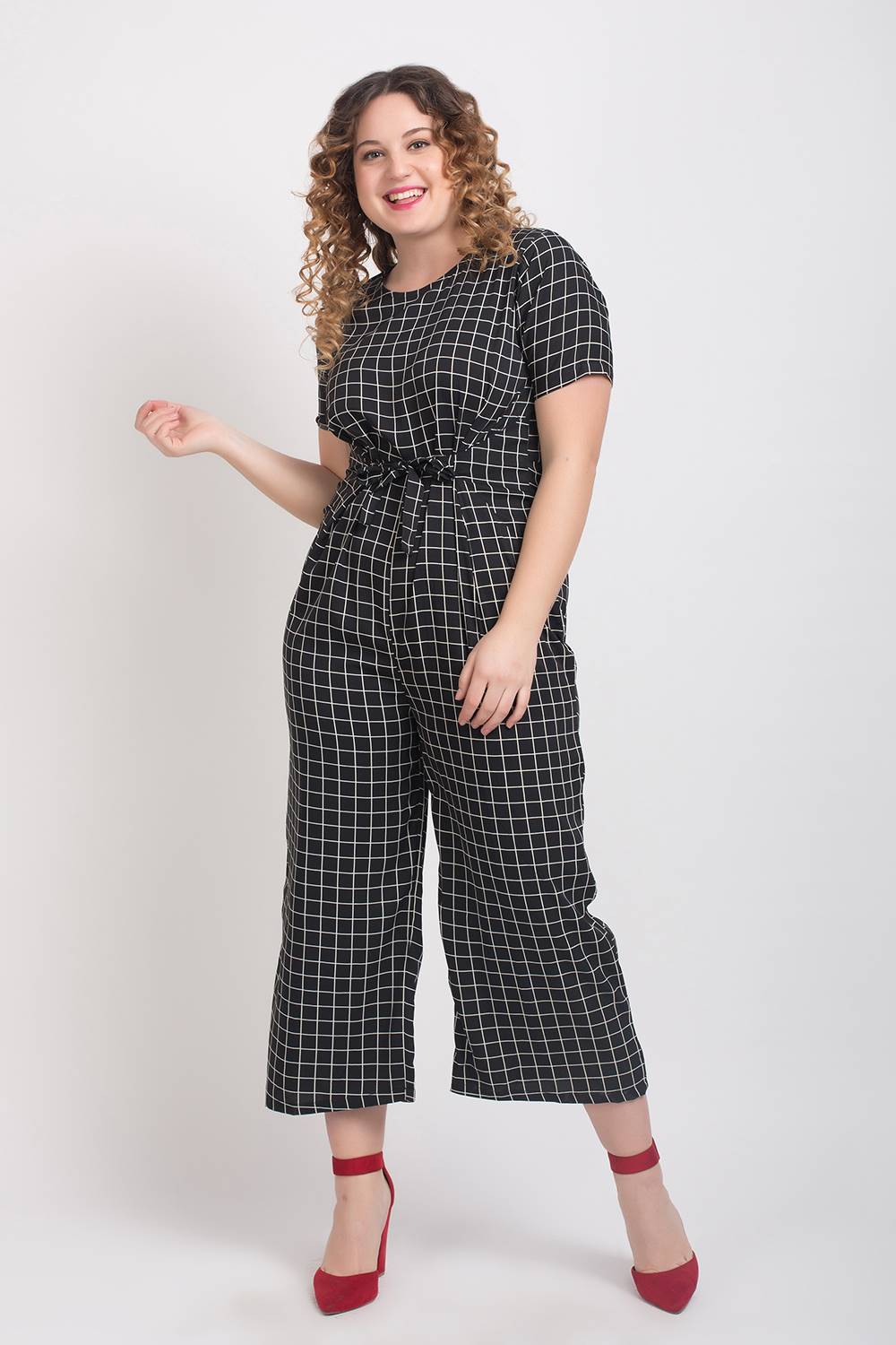 Black And White Check Jumpsuit