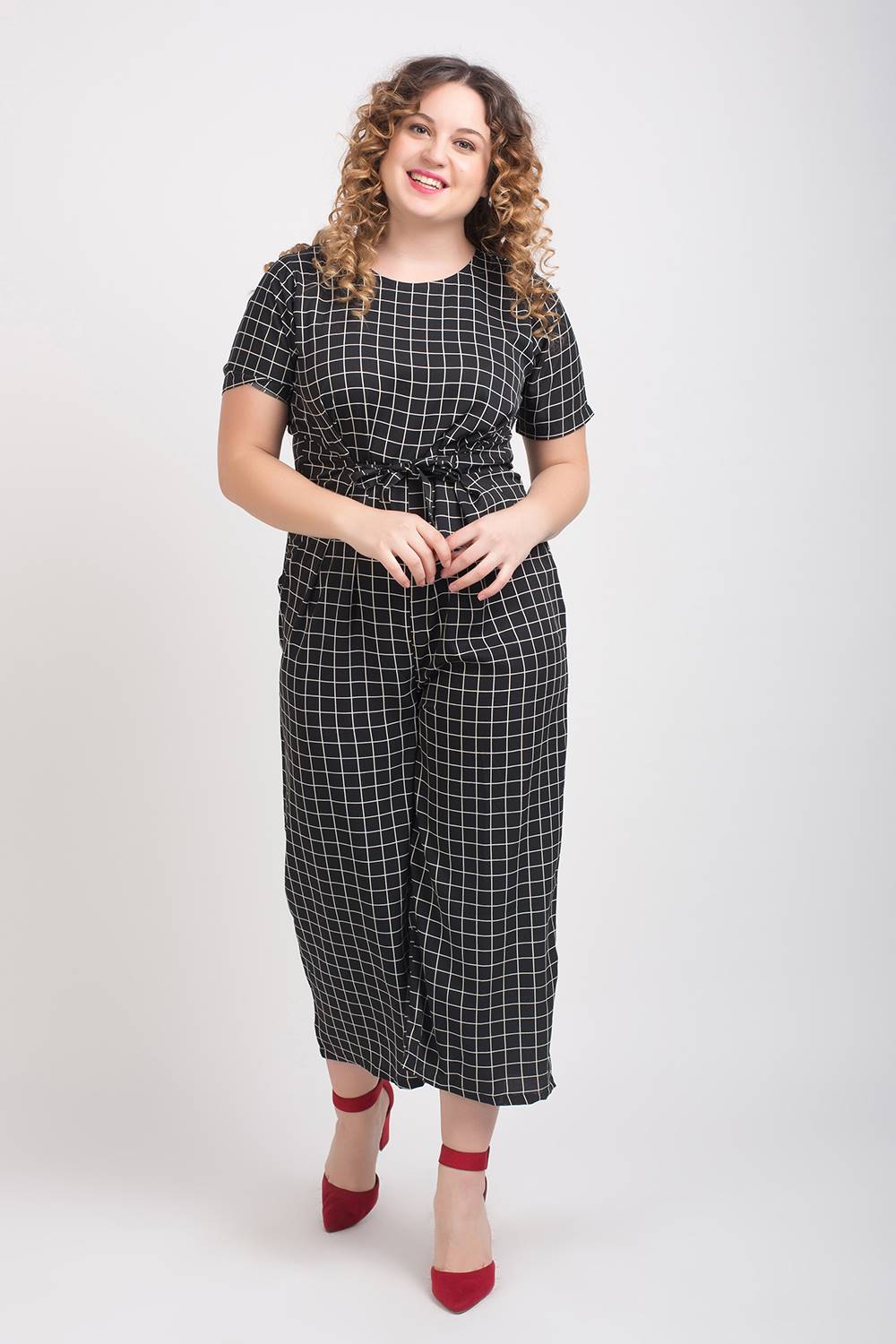 Black And White Check Jumpsuit