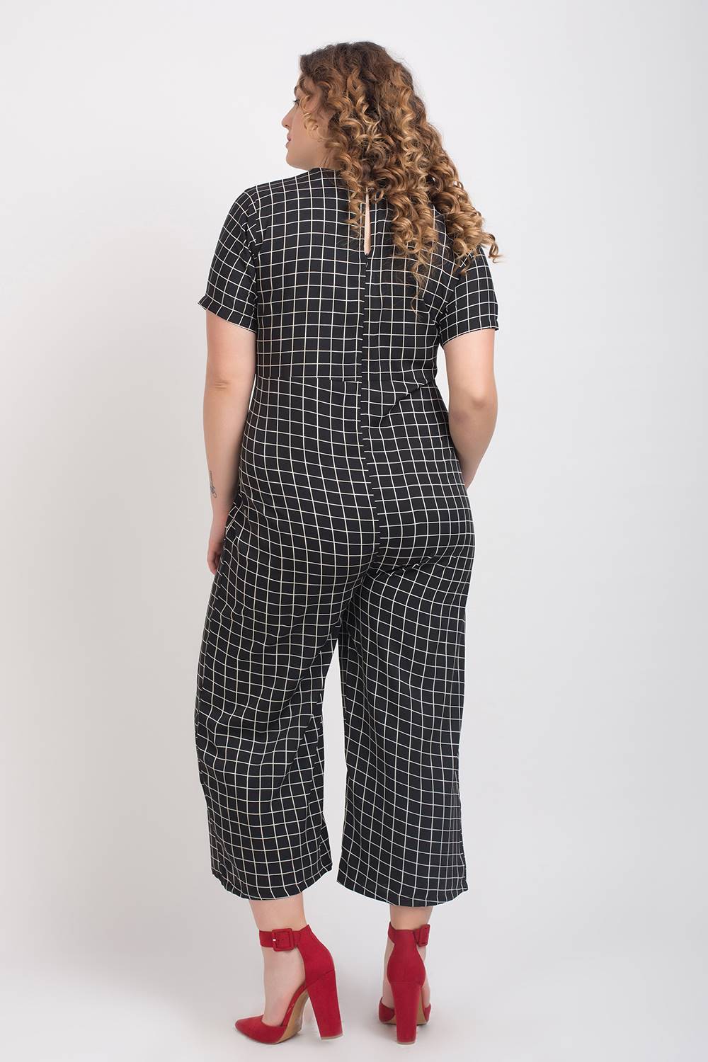 Black And White Check Jumpsuit