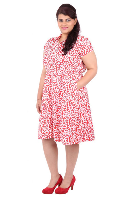 Red Polka Dot Fit &amp; Flare Dress