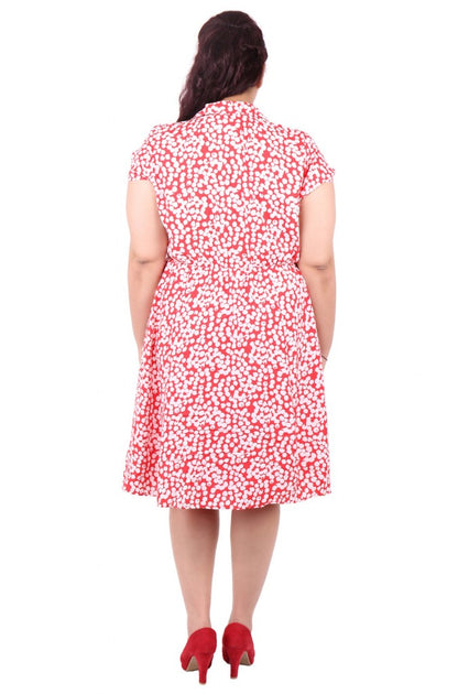 Red Polka Dot Fit &amp; Flare Dress