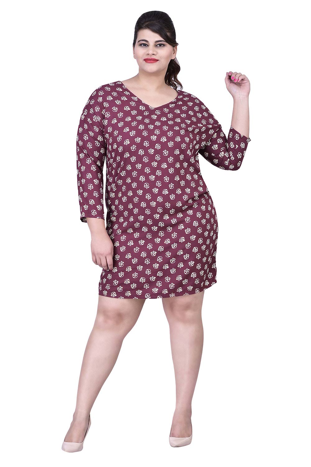 Maroon Printed Rayon Tunic