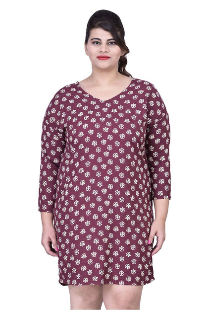 Maroon Printed Rayon Tunic