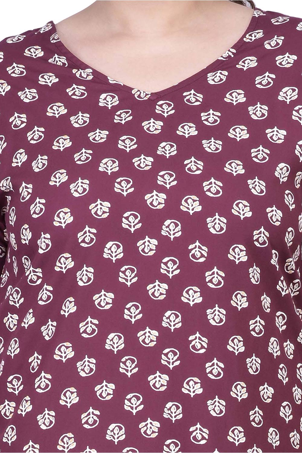 Maroon Printed Rayon Tunic