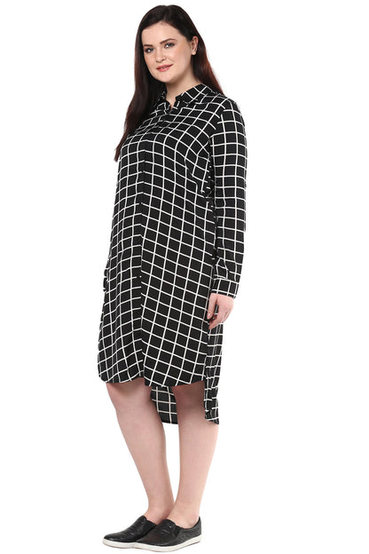 Black And White Checks Shirt Dress