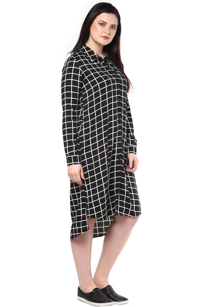 Black And White Checks Shirt Dress