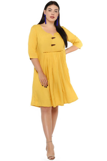 Mustard Pleated Dress