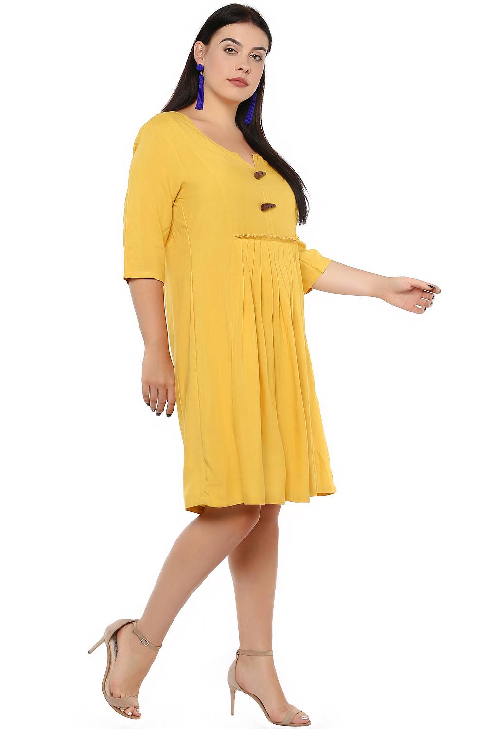 Mustard Pleated Dress