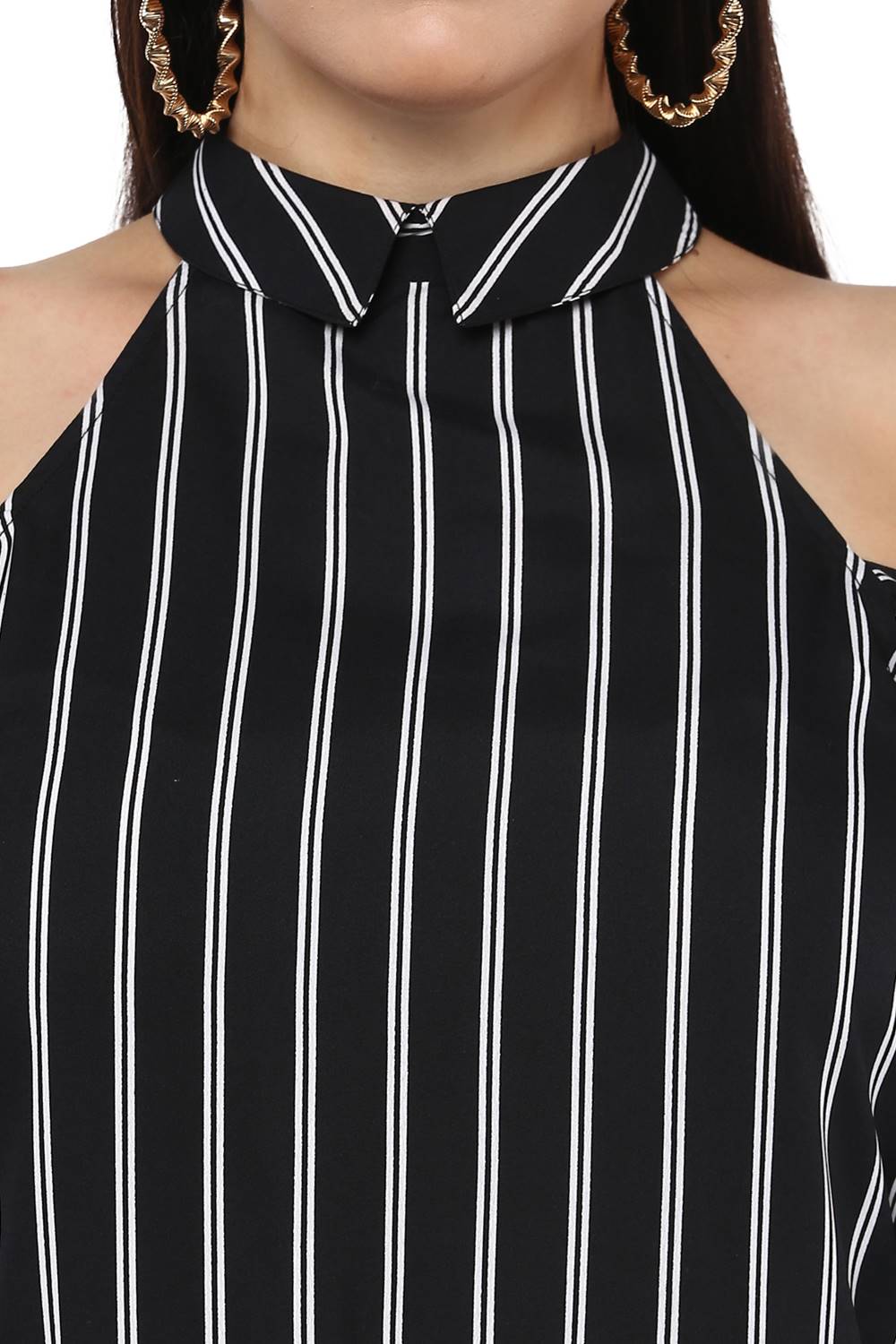 Stripes Cold Shoulder Dress