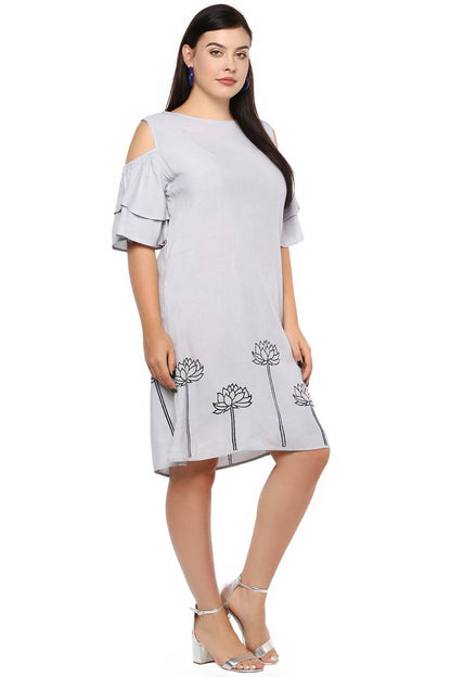 Grey Block Print Dress