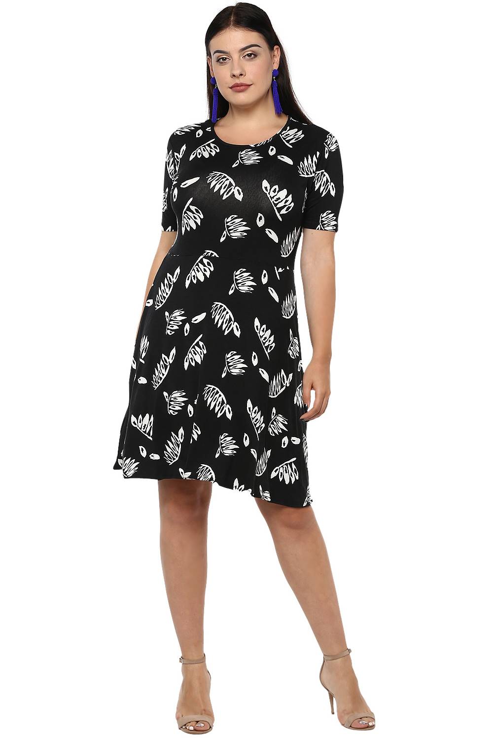 Plus Size Monochrome Skater Dress-1