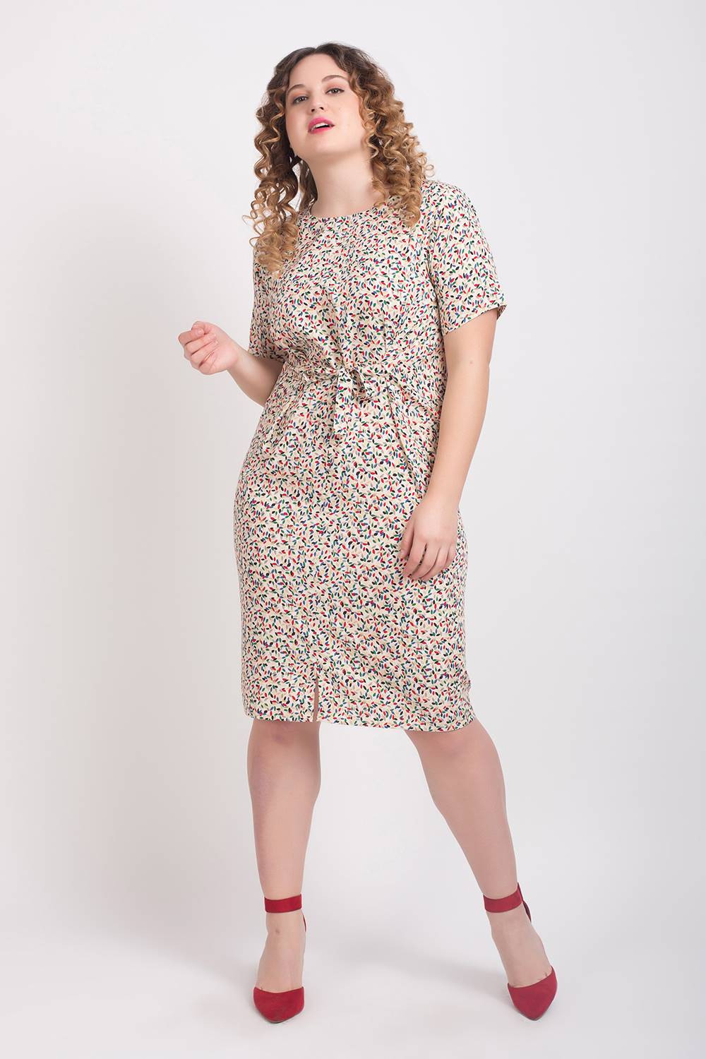 Floral Print Front Knot Dress