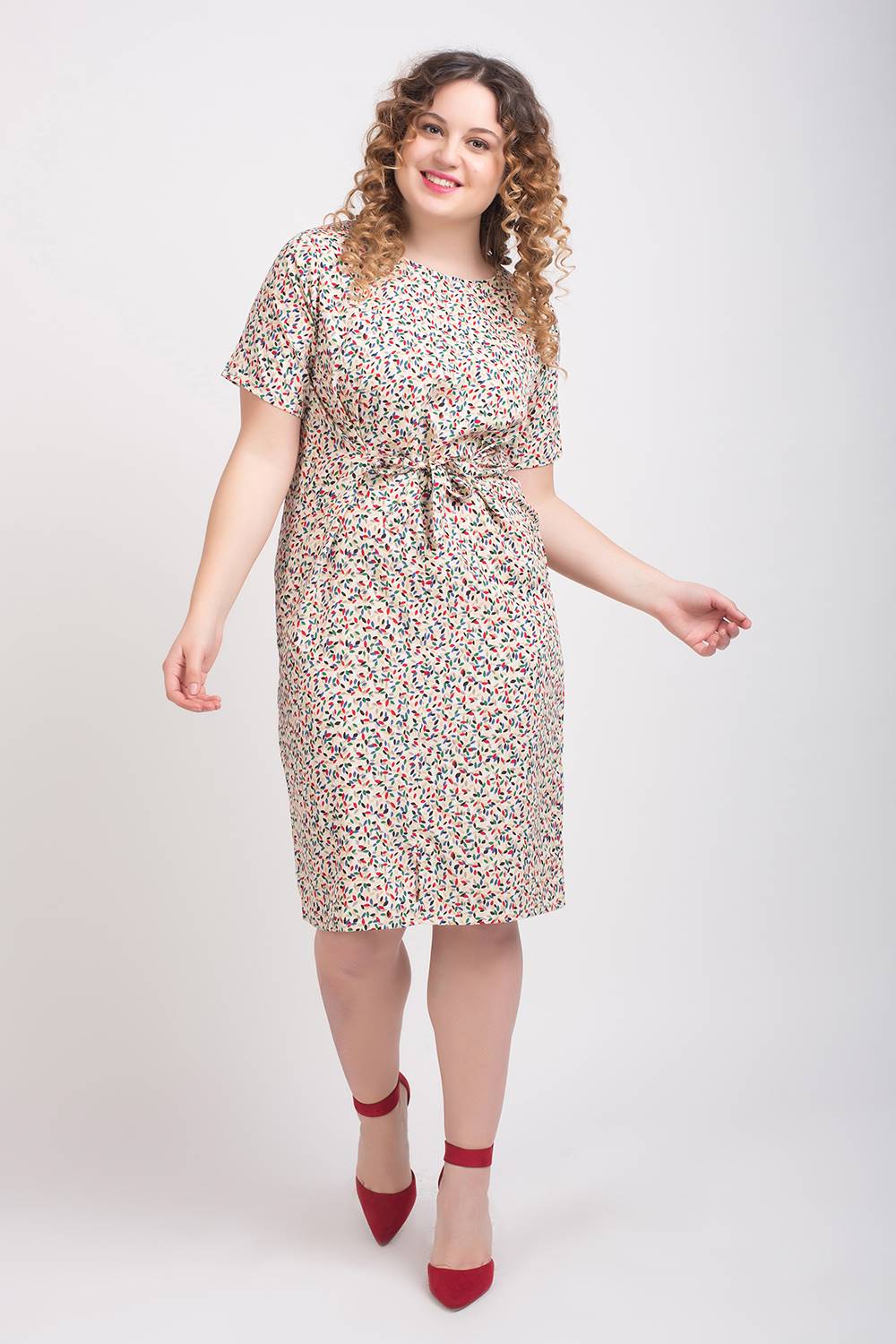 Floral Print Front Knot Dress