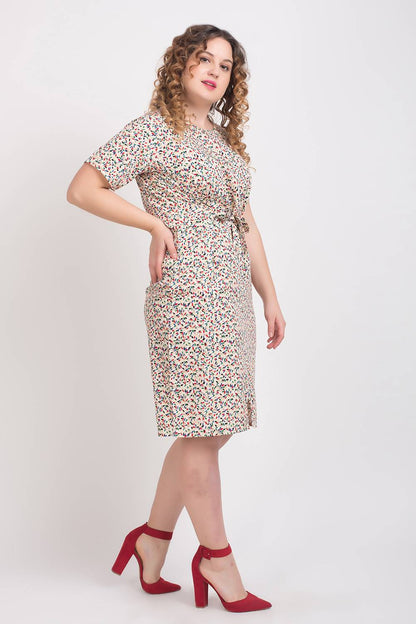 Floral Print Front Knot Dress