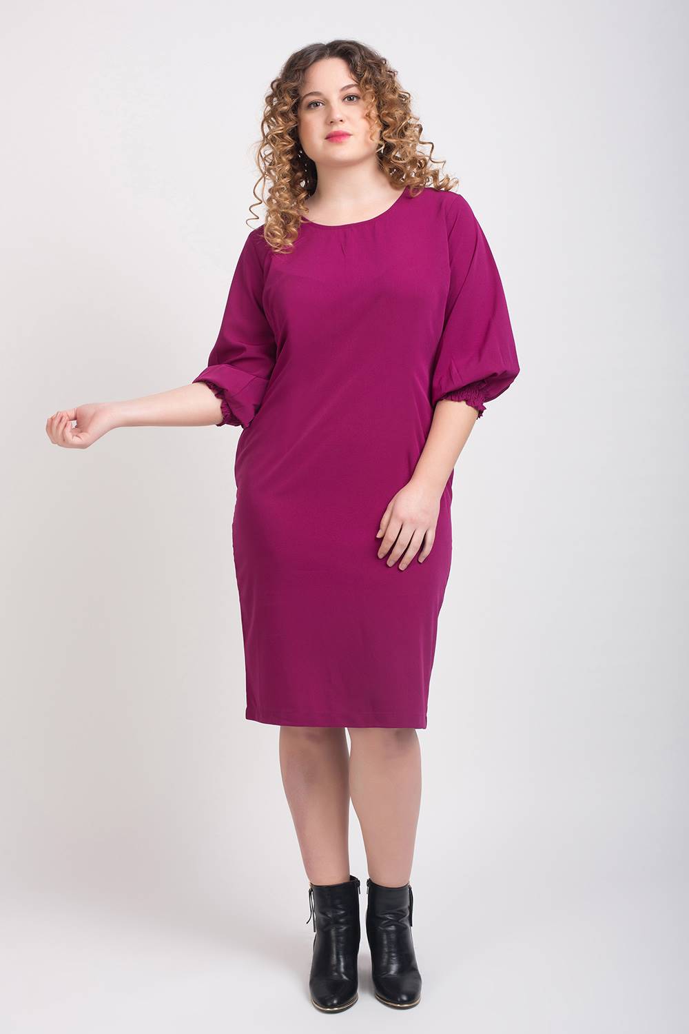 Puff Sleeve Shift Dress1