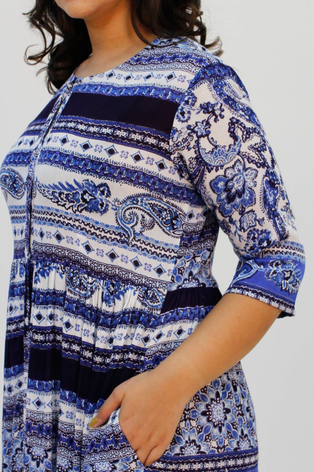 Blue Printed Shirt Dress