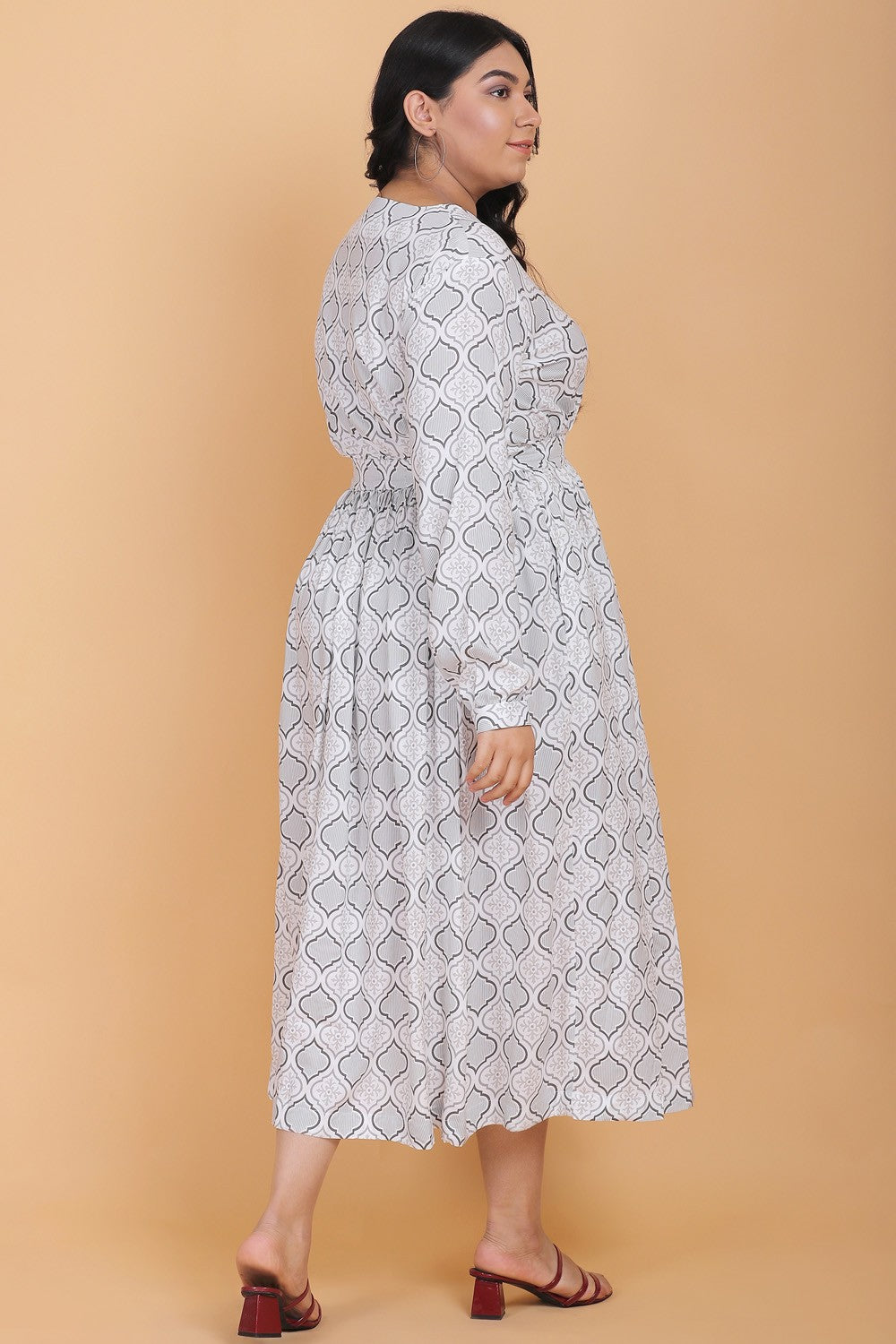 White Printed Wrap Style Maxi Dress