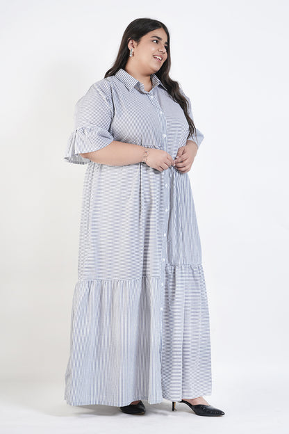 Grayish Stripes Maxi Dress