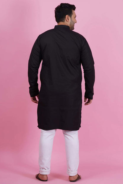 Men Stunning Black Solid Kurta