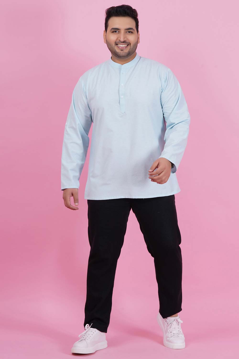 Men Breeze Blue Short Kurta