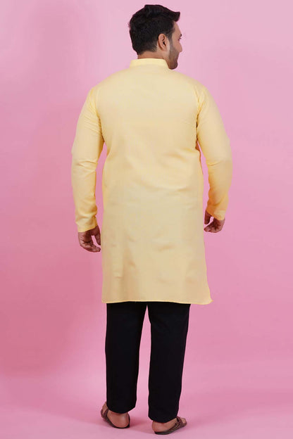 Men Pure Cotton Yellow Straight Kurta