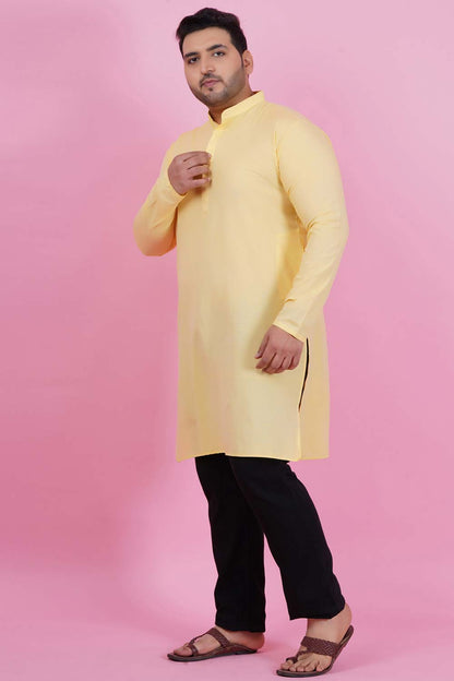 Men Pure Cotton Yellow Straight Kurta