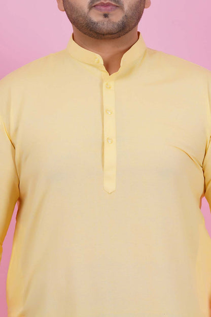 Men Pure Cotton Yellow Straight Kurta