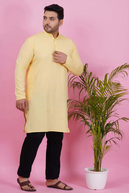 Men Pure Cotton Yellow Straight Kurta