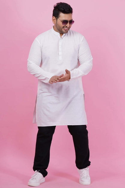 Men Solid White Long Kurta