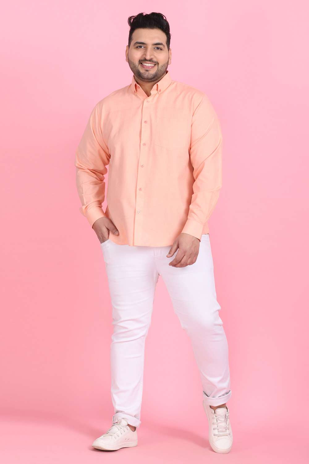 Men's Orange Linen Shirt