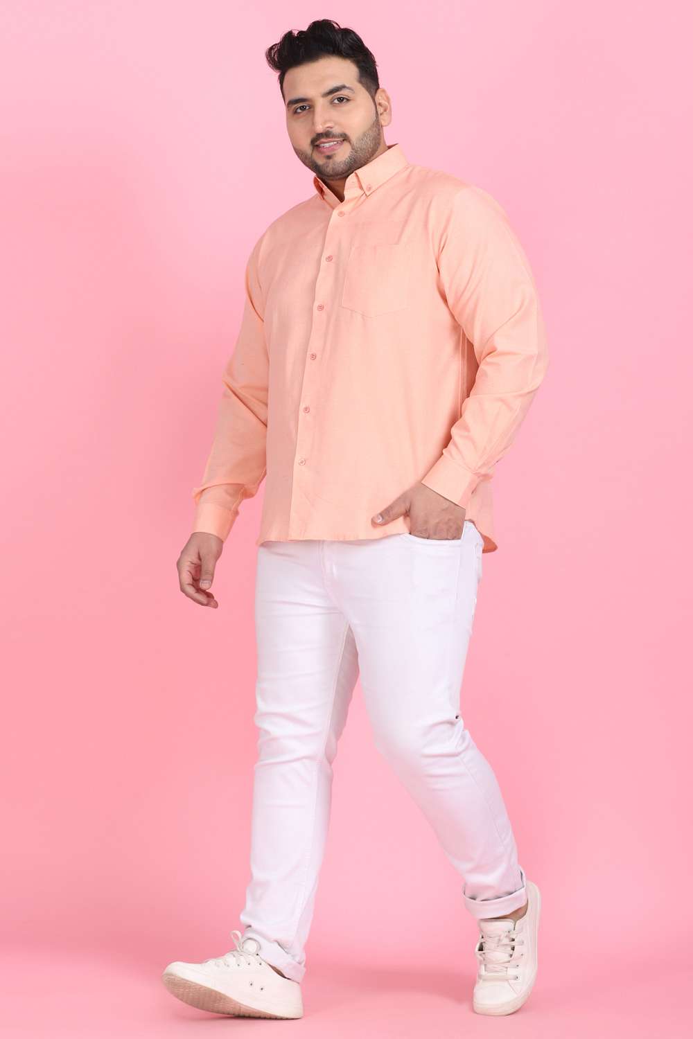 Men's Orange Linen Shirt