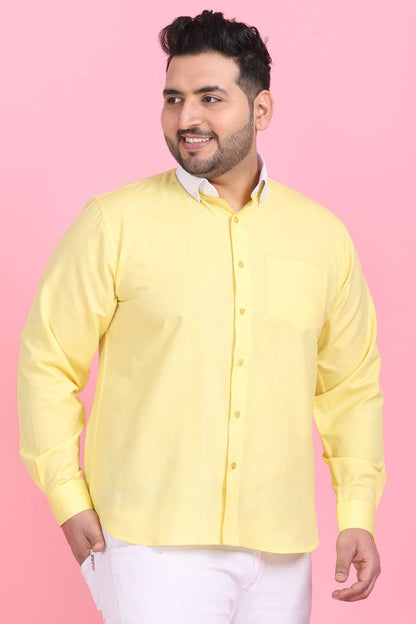 Men's Yellow Cotton Linen Shirt