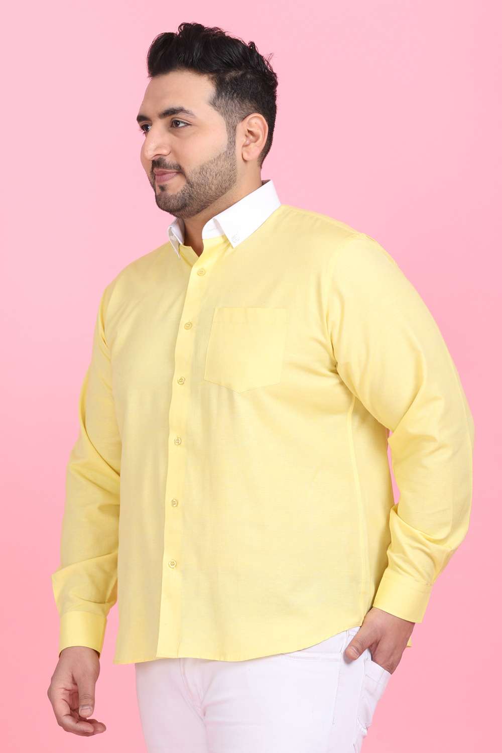 Men's Yellow Cotton Linen Shirt