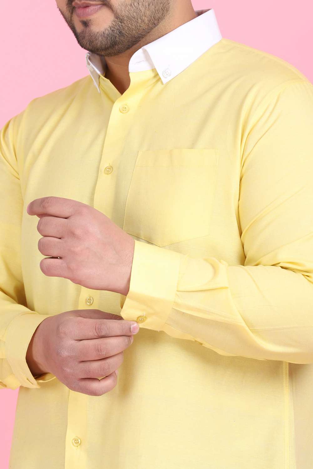 Men's Yellow Cotton Linen Shirt