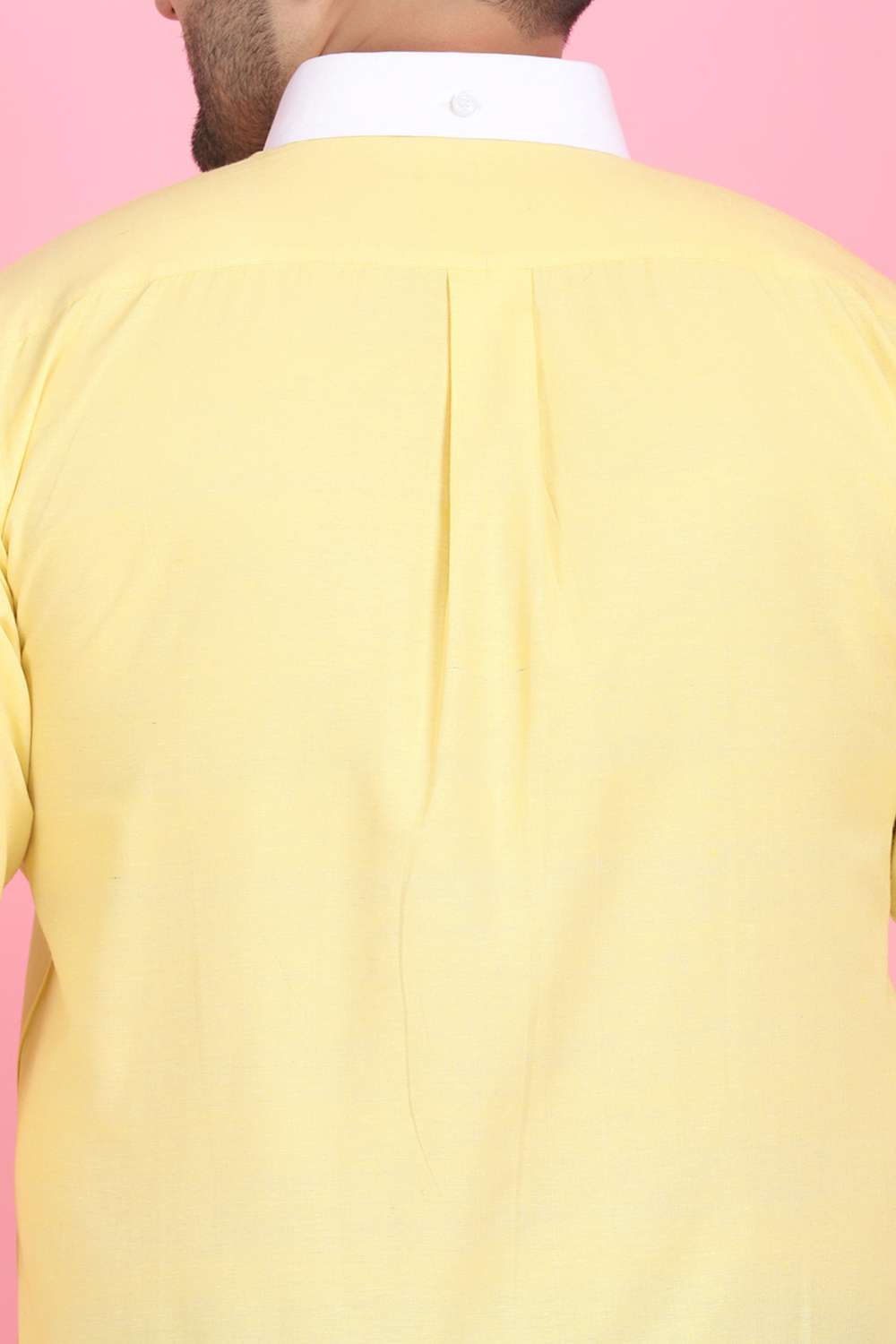 Men's Yellow Cotton Linen Shirt