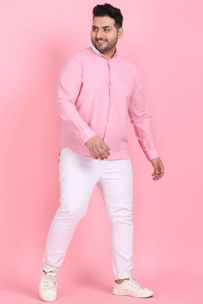 Men's Pink And White Linen Shirt