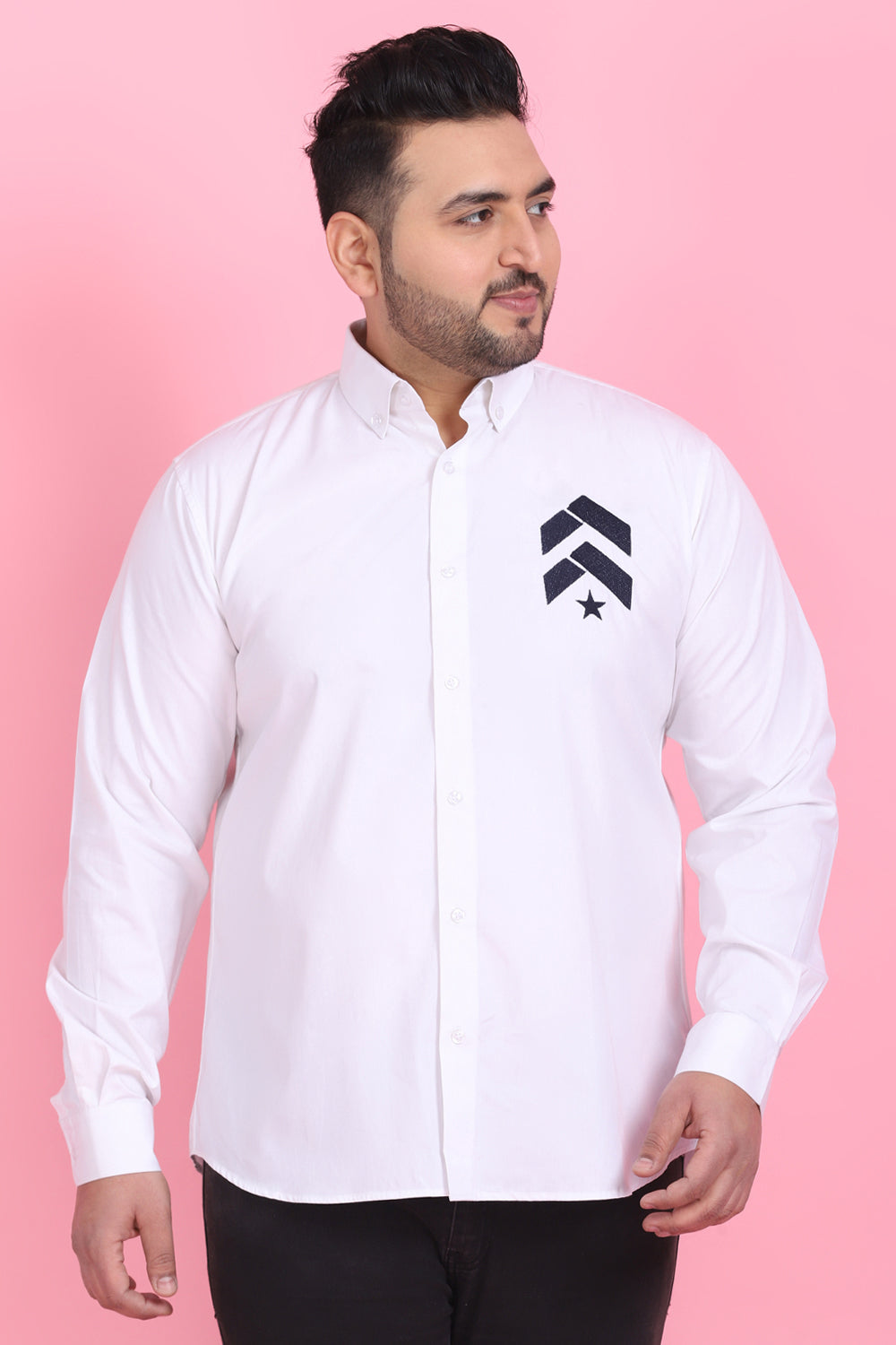 Men's Arrow Embroidery White Shirt