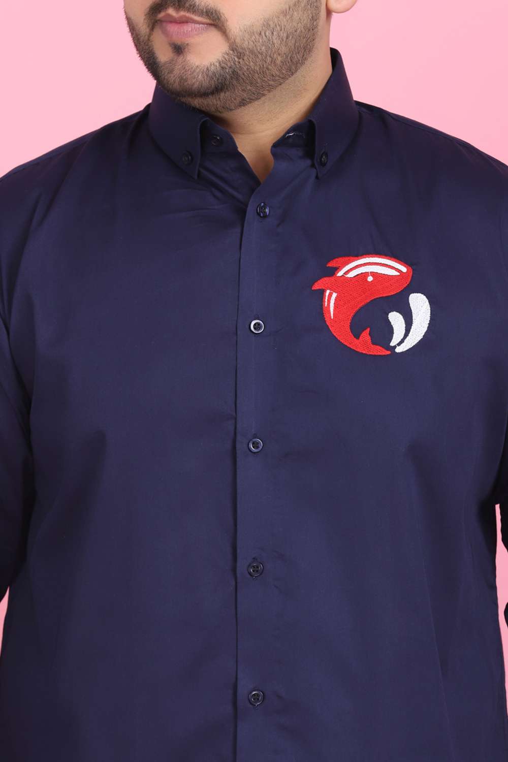 Men's Blue Embroidered Shirt