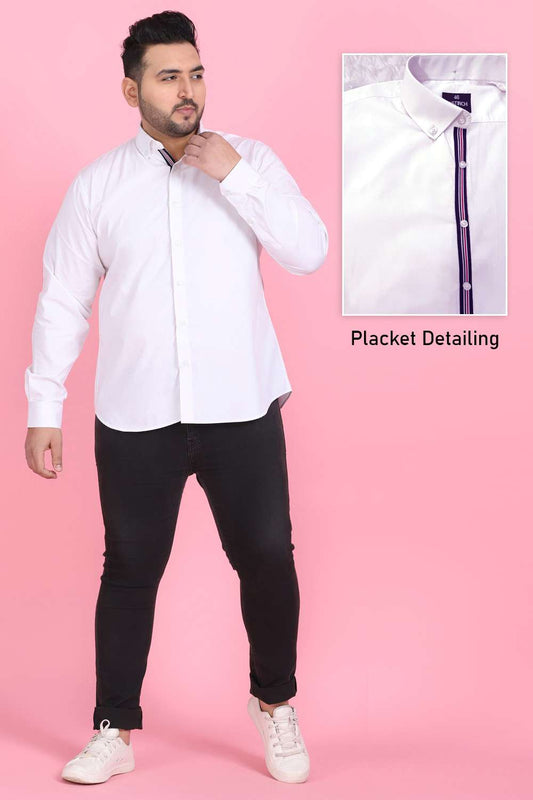 Men White Formal Shirt With Blue Stripes