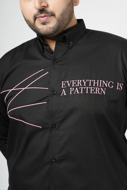 "Everything Is a Pattern" Embroidered Black Shirt for Men