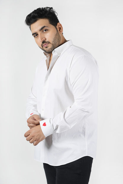 Love You Embroidered White Casual Men Shirt