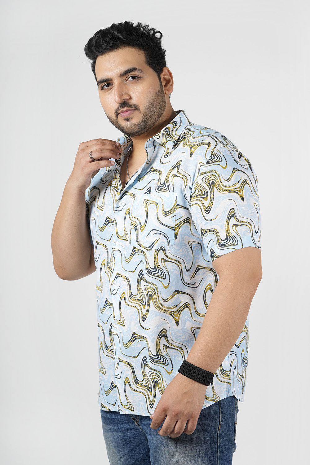 Marble Print Men Half Sleeve Shirt