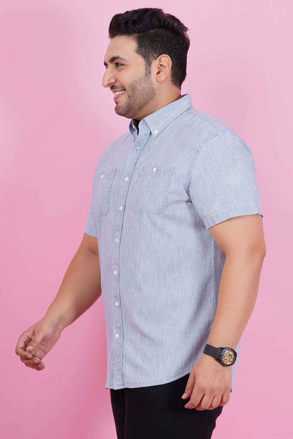 Men Denim Light Blue Casual Shirt