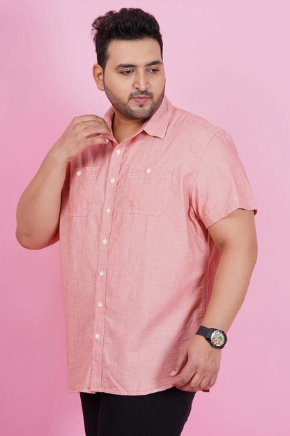 Men Pink Half Sleeve Casual Shirt