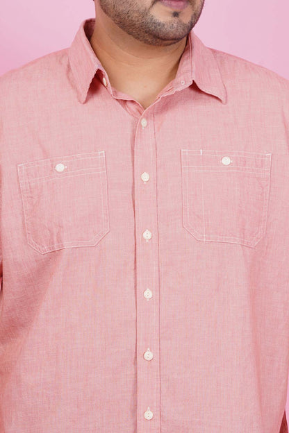 Men Pink Half Sleeve Casual Shirt