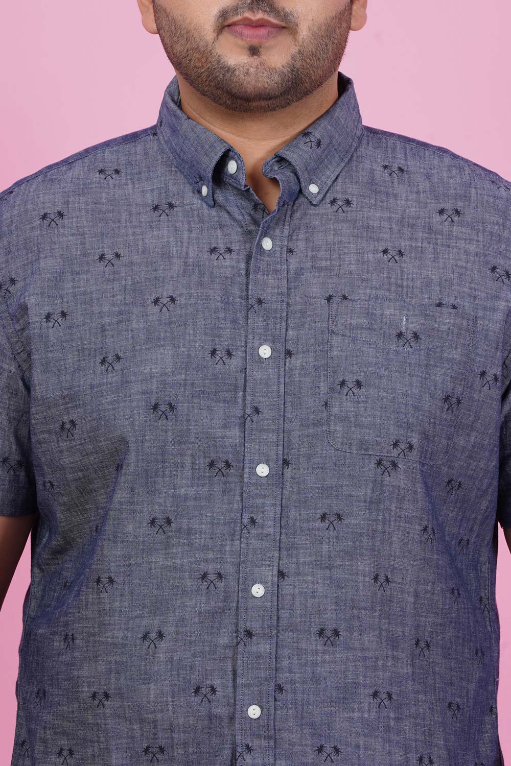 Men Cherry Print Denim Shirt