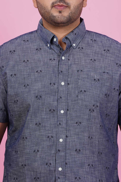 Men Cherry Print Denim Shirt