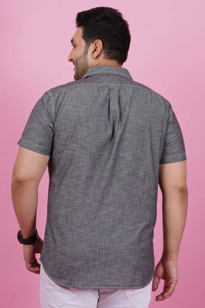 Men Grey Casual Half Sleeve Shirt