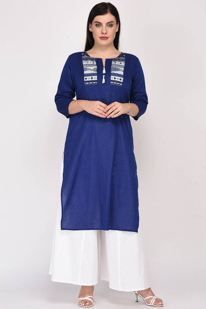 Blue Printed Yoke Kurti