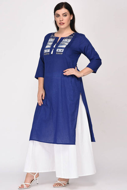 Blue Printed Yoke Kurti